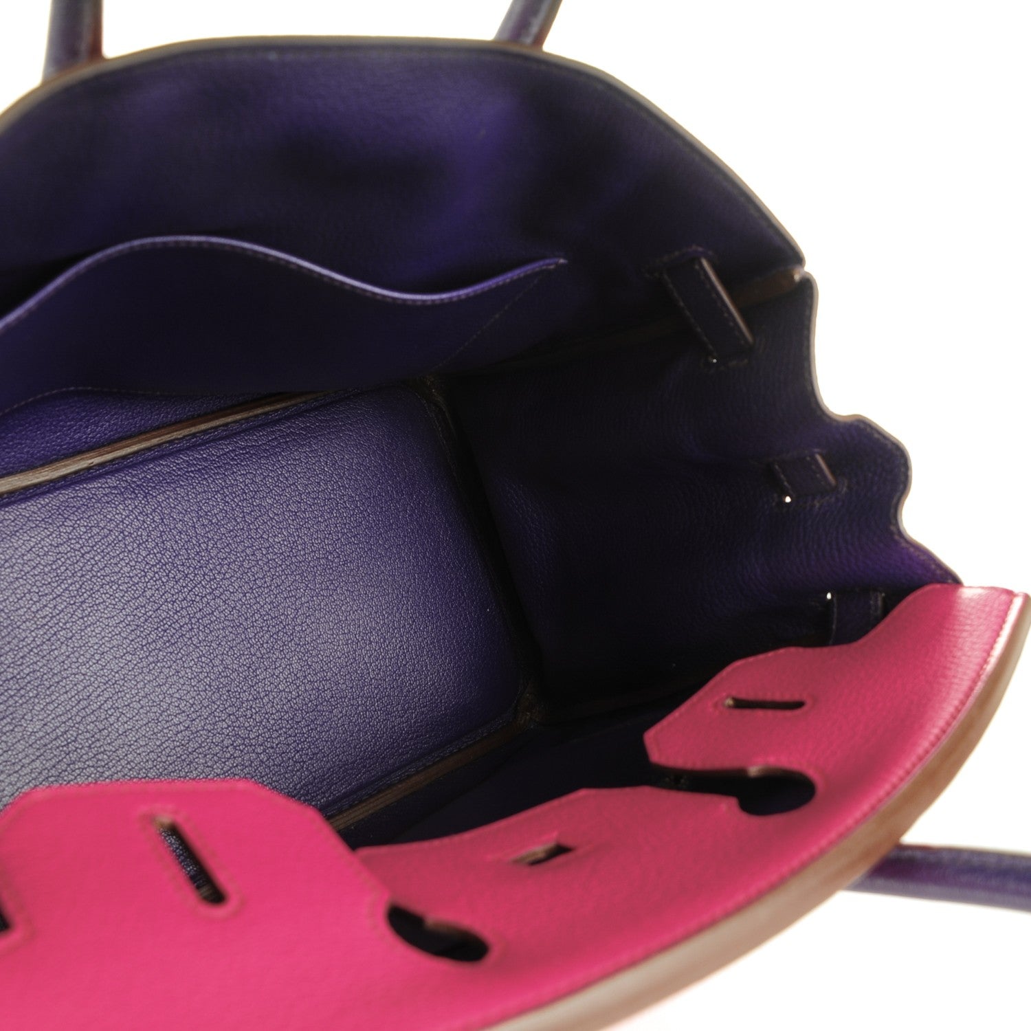 Hermes Chevre Bi-Color Horseshoe Birkin 30 Rose Shocking Iris 26 of 27
