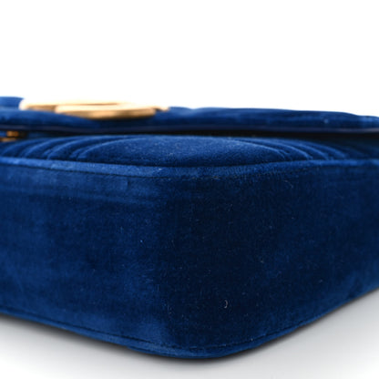Gucci Velvet Matelasse Medium GG Marmont Shoulder Bag Cobalt Blue 10 of 10
