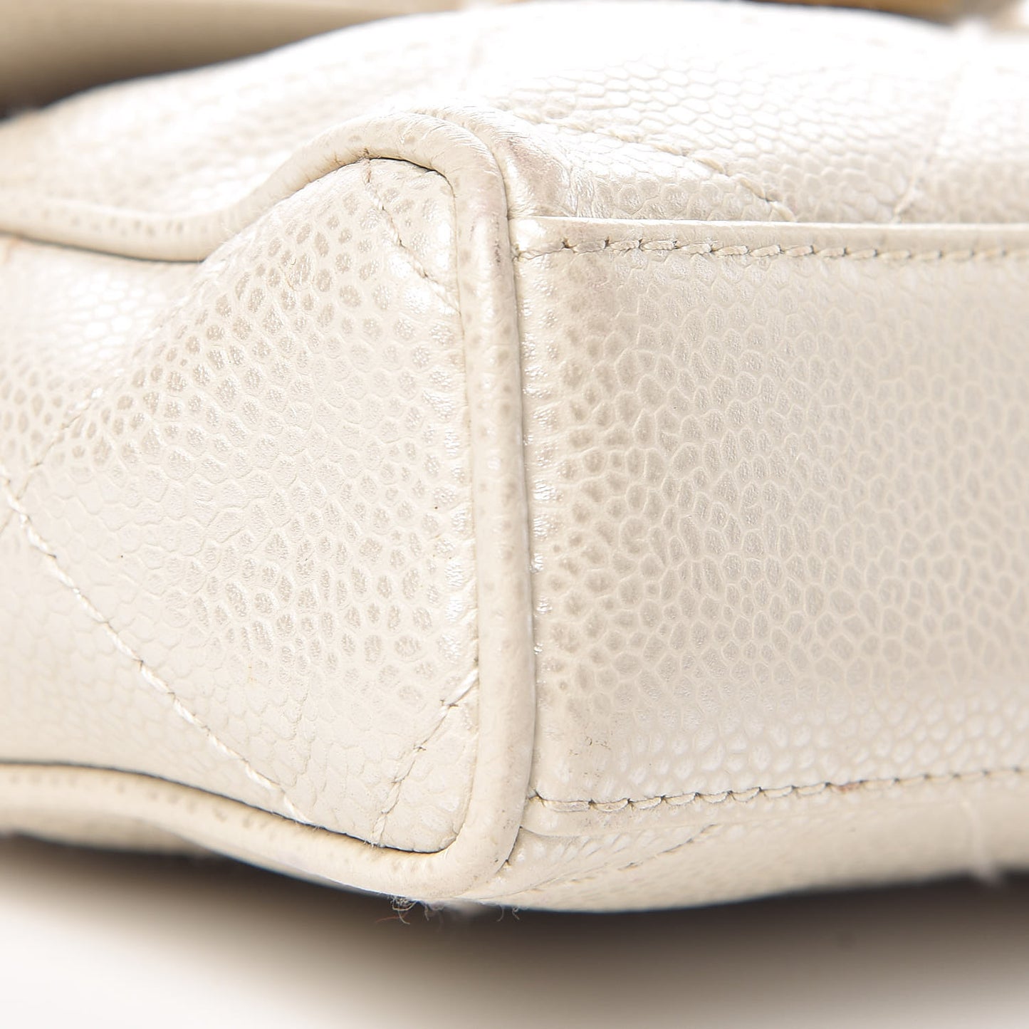 Caviar Quilted Mini Evening Bag Pearl