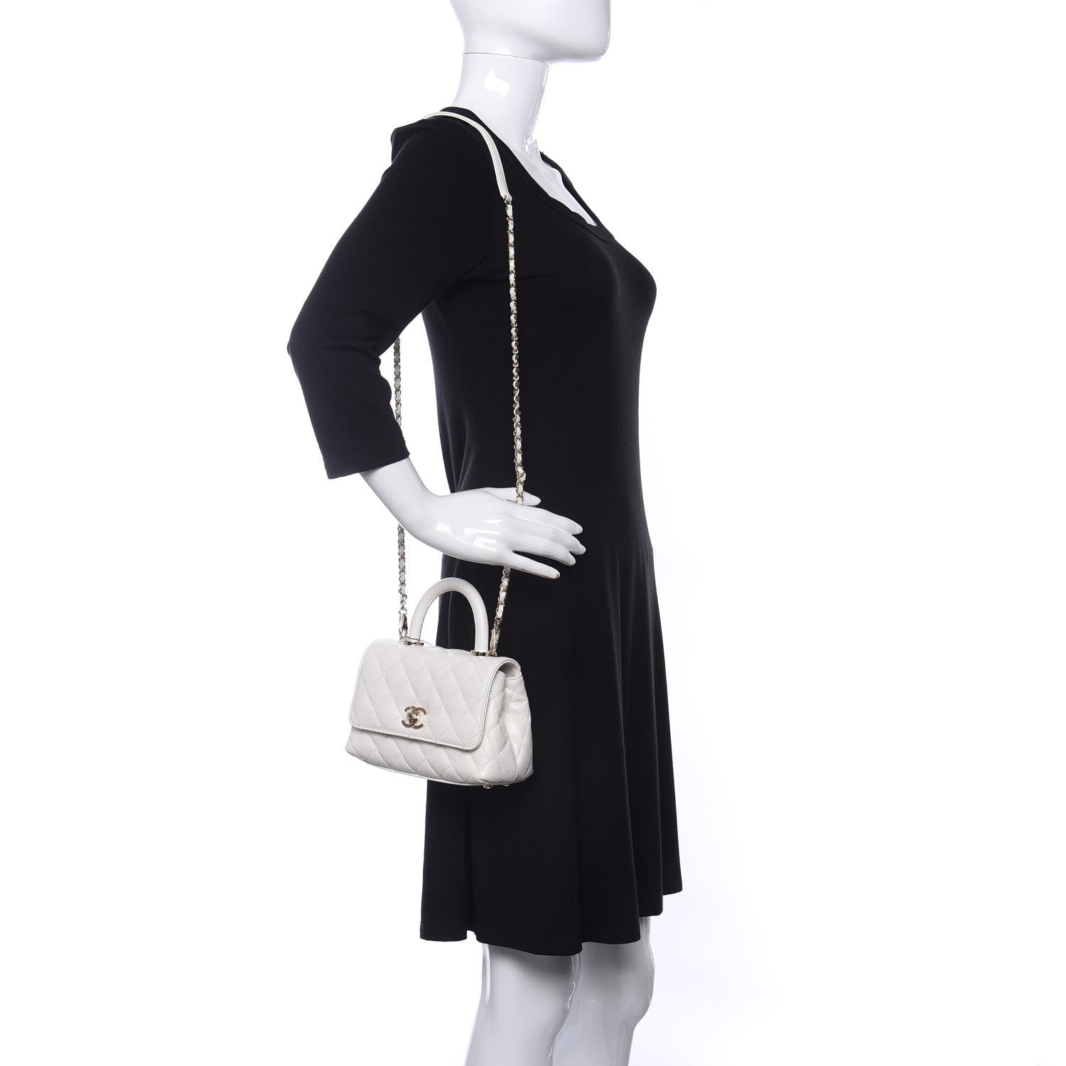 Chanel Caviar Quilted Extra Mini Coco Handle Flap White 2 of 10