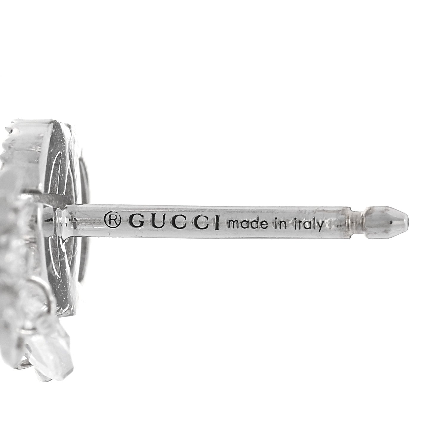 Gucci 18K White Gold Diamond Double G Flower Drop Earrings 4 of 6