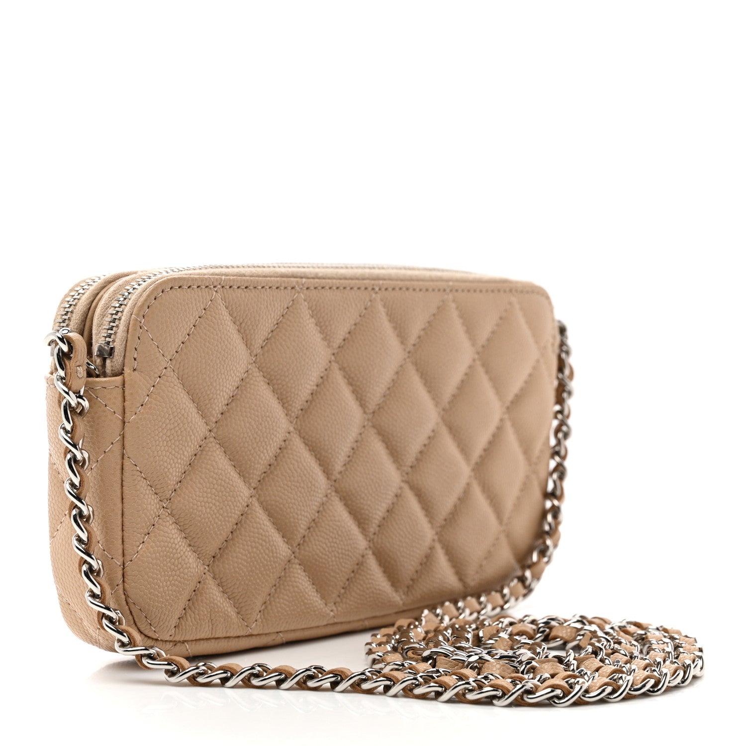 Chanel Iridescent Caviar Quilted Small Clutch With Chain Beige 2 of 15