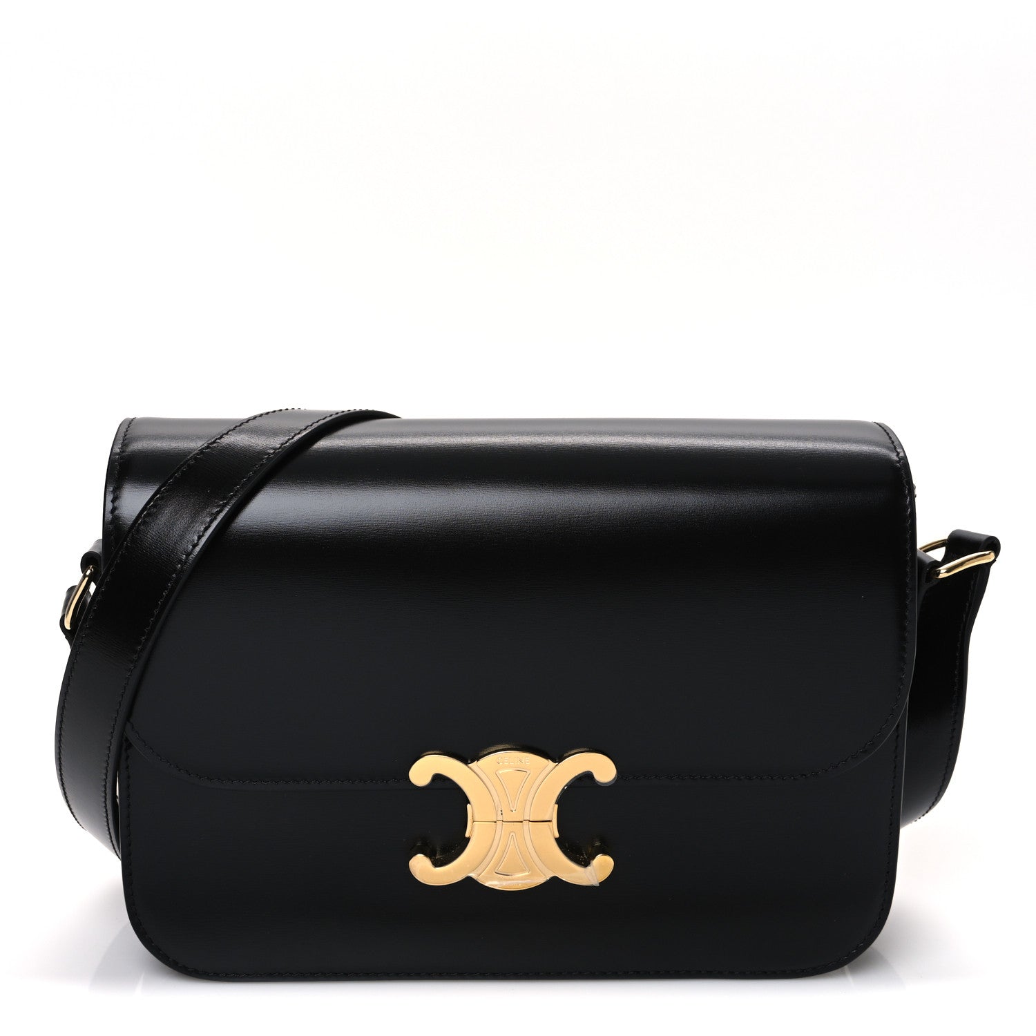 Celine Shiny Calfskin Medium Triomphe Black 1 of 10