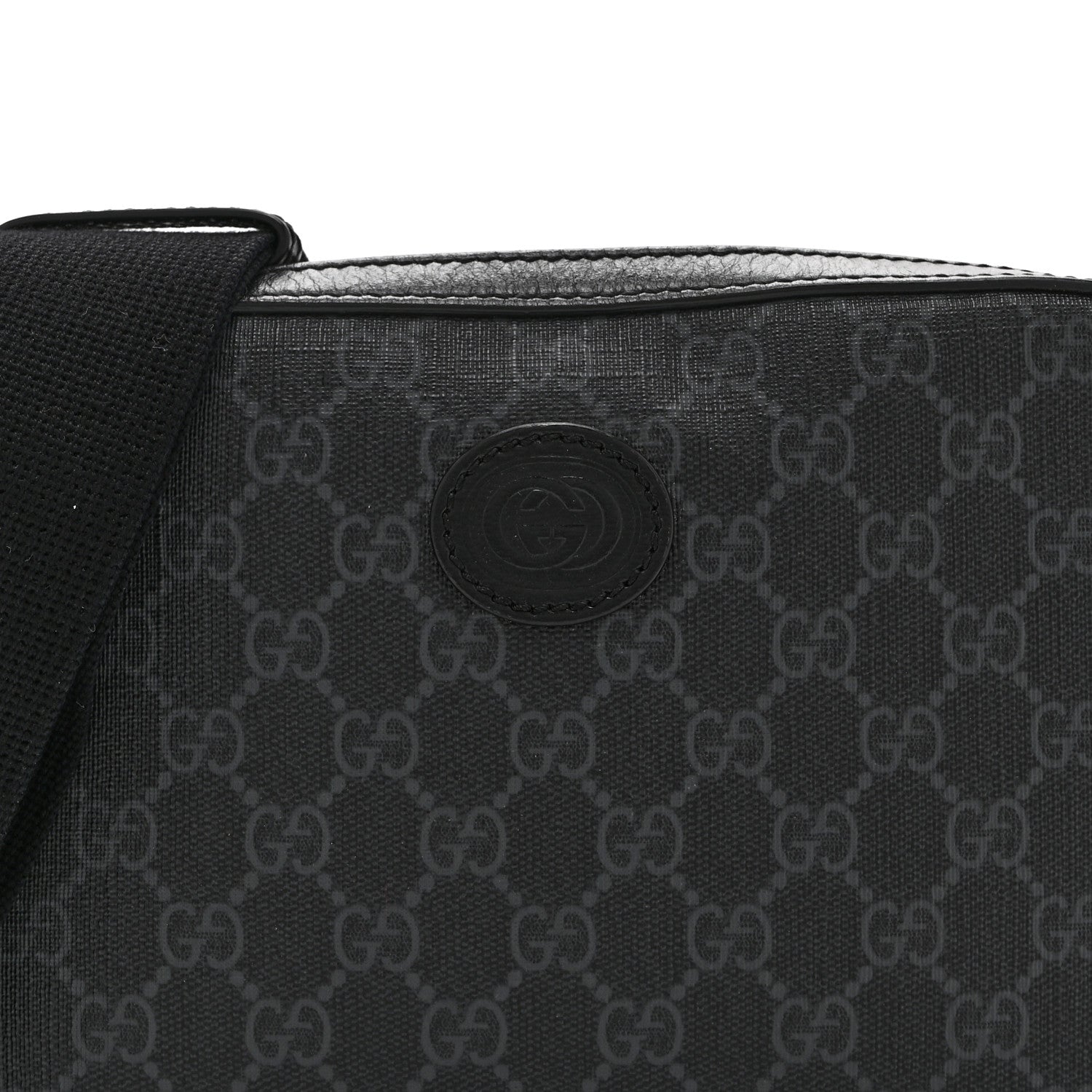 Gucci GG Supreme Monogram Azalea Calfskin Retro Interlocking G Wristlet Shoulder Bag Black 8 of 10