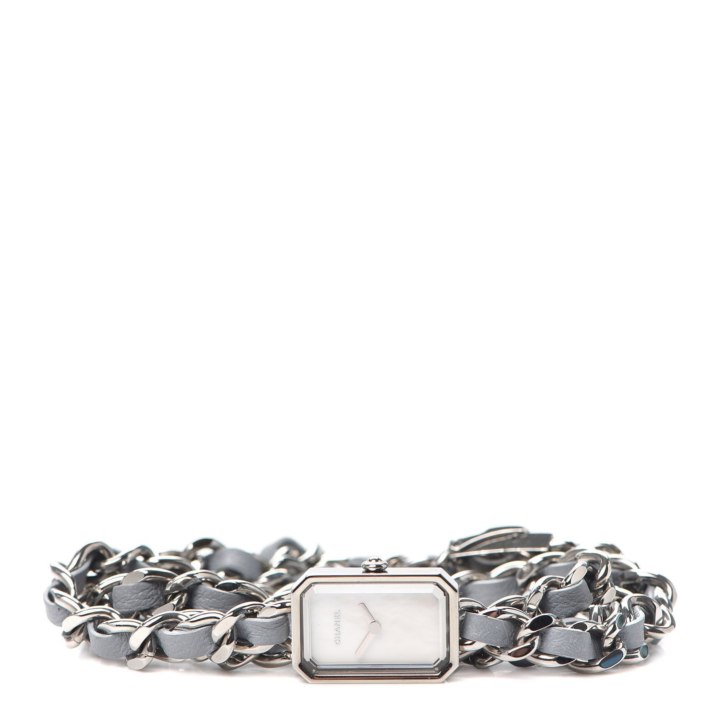 Stainless Steel Lambskin Mother of Pearl 16mm Premiere Rock Triple Row Quartz Watch Light Blue