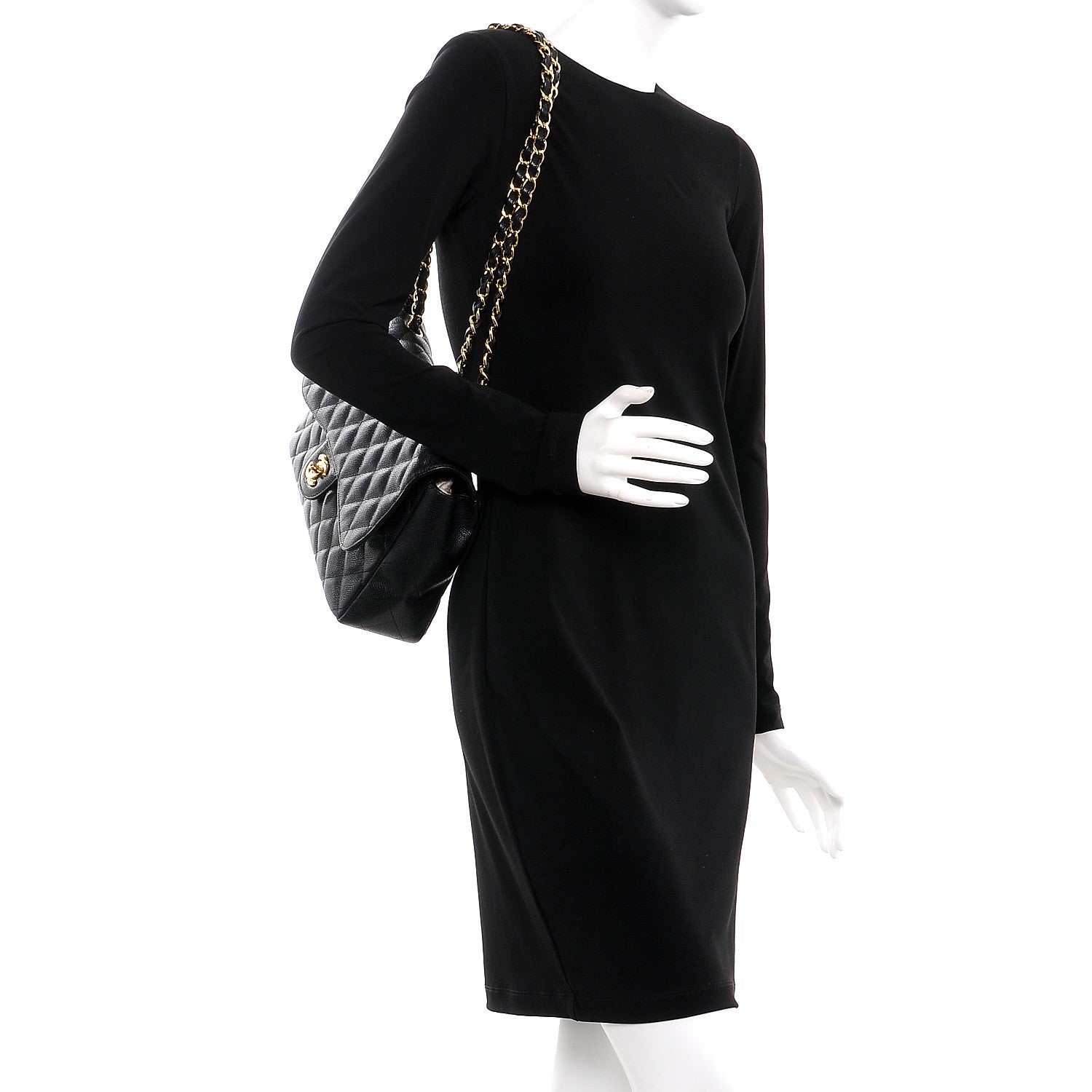 Chanel Caviar Quilted Jumbo Single Flap Black 3 of 8
