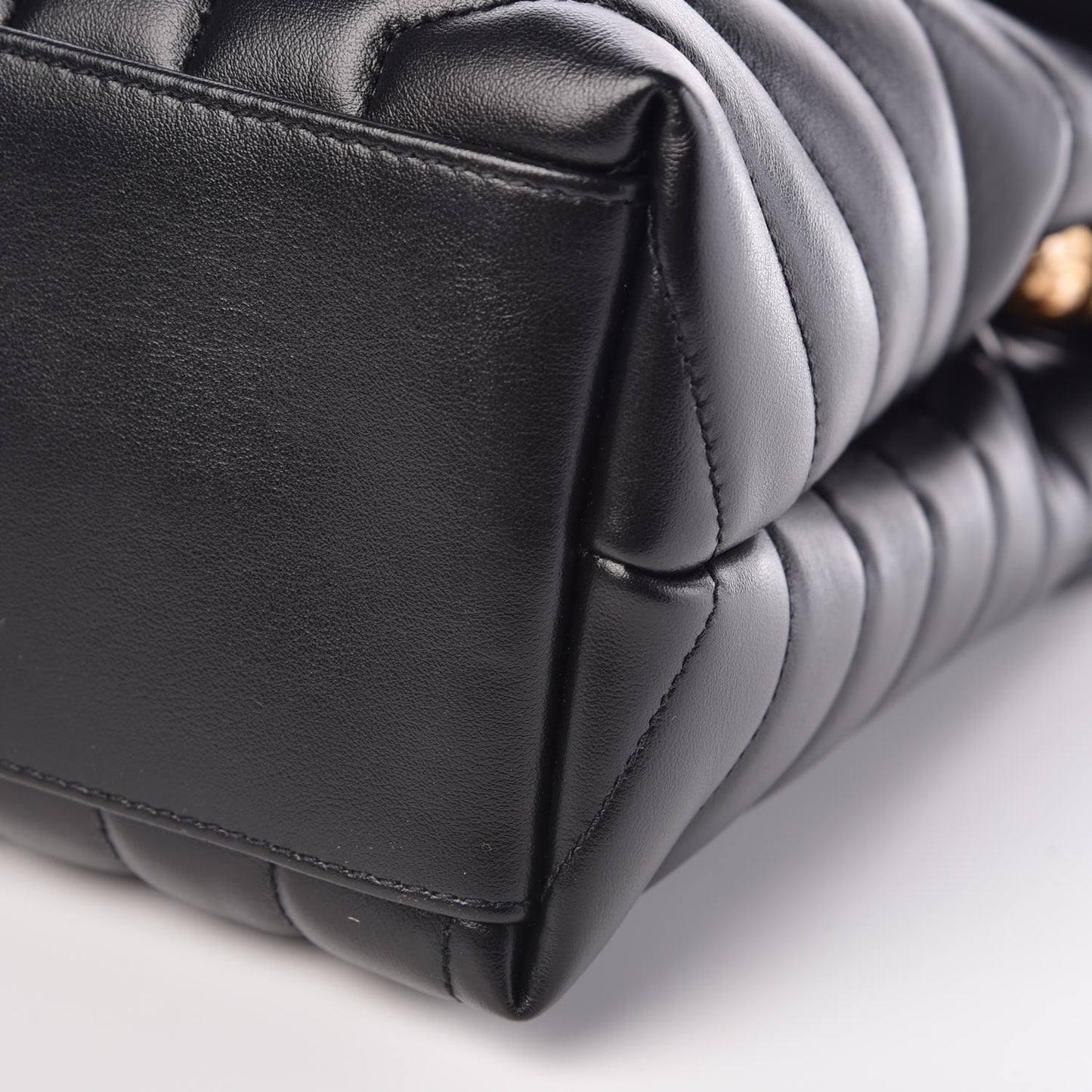 Calfskin Y Quilted Monogram Medium Loulou Chain Satchel Black
