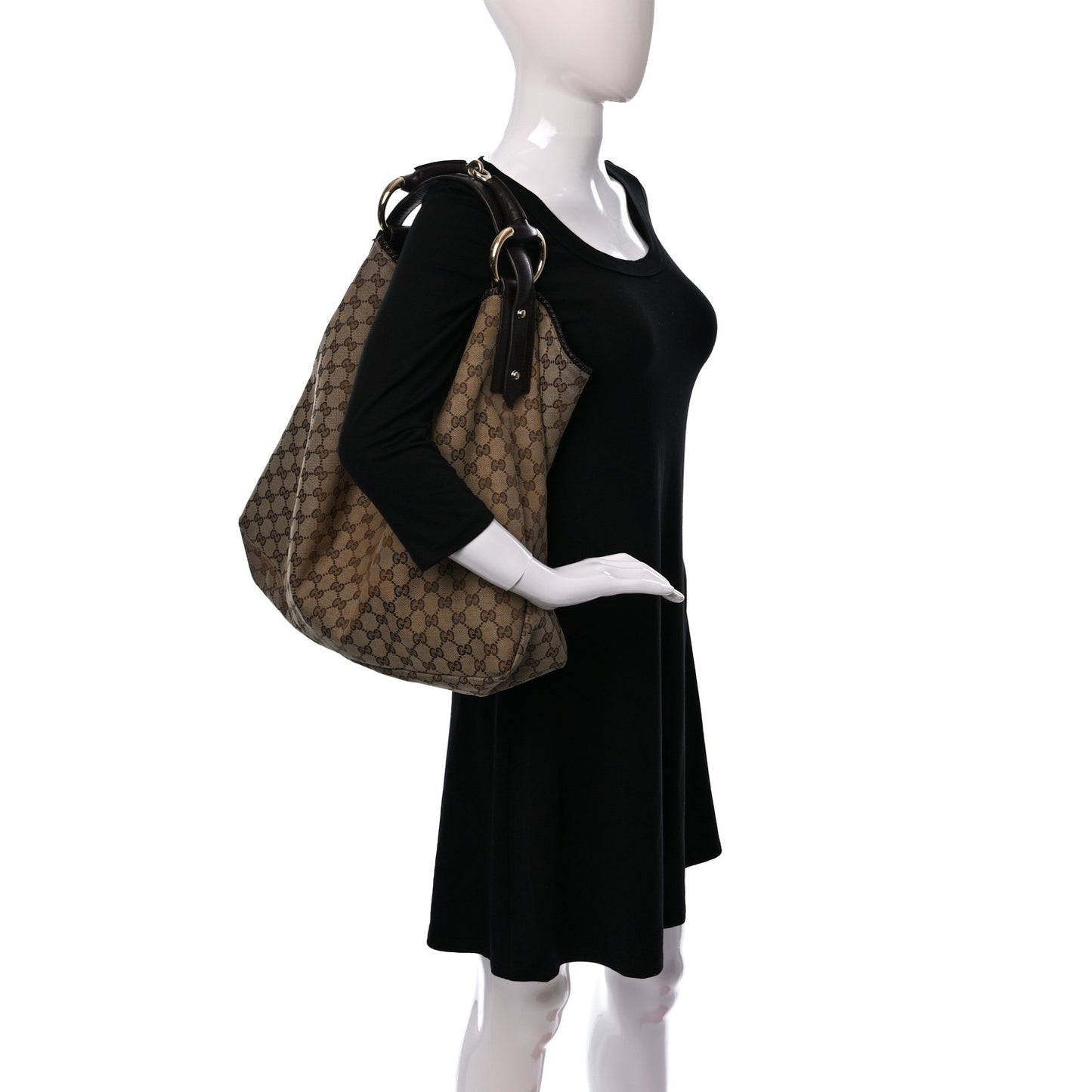 Monogram Large Horsebit Chain Hobo Dark Brown