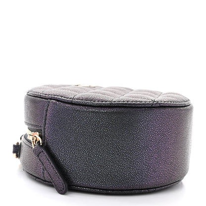 Chanel Iridescent Caviar Quilted Round Clutch With Chain Black 4 of 10