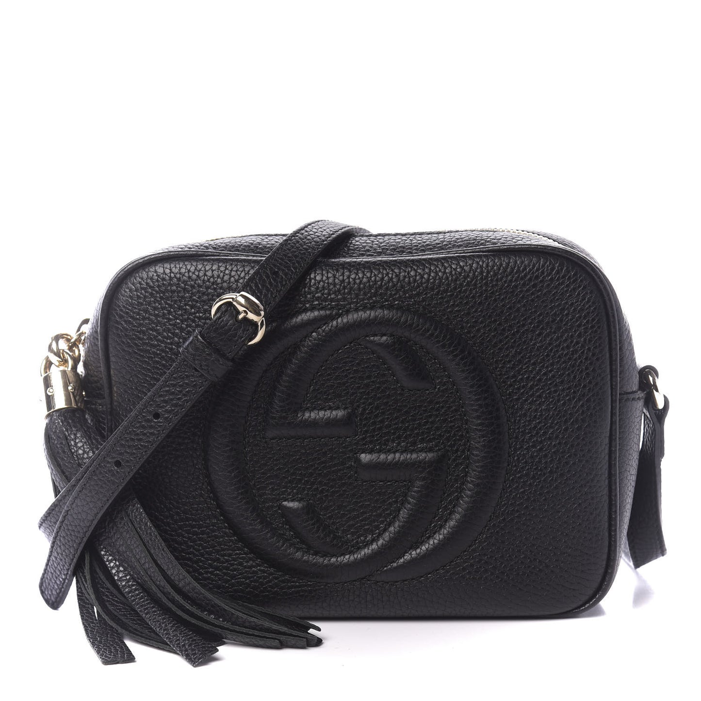 Pebbled Calfskin Small Soho Disco Bag Black