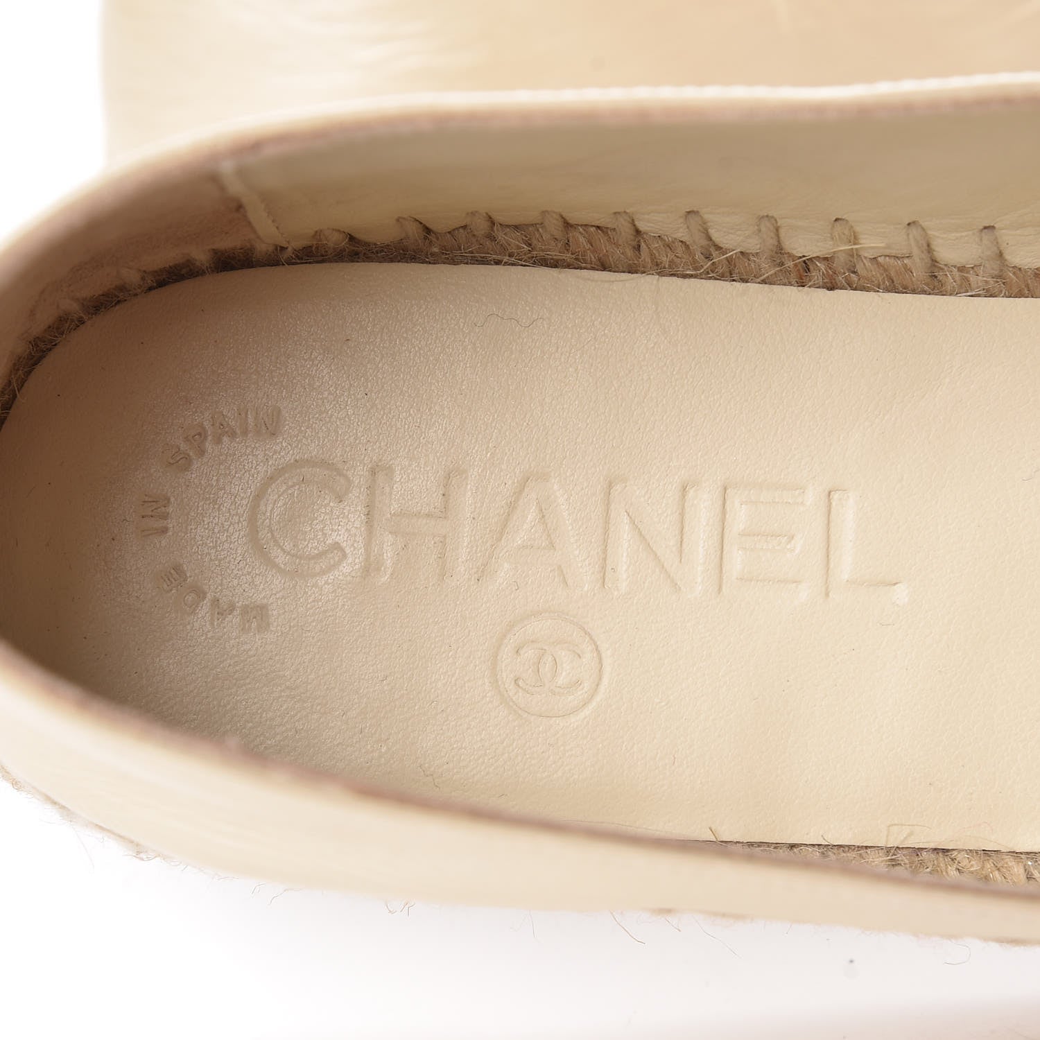 Chanel Metallic Calfskin Grosgrain CC Espadrilles 37 Ivory Black 6 of 12