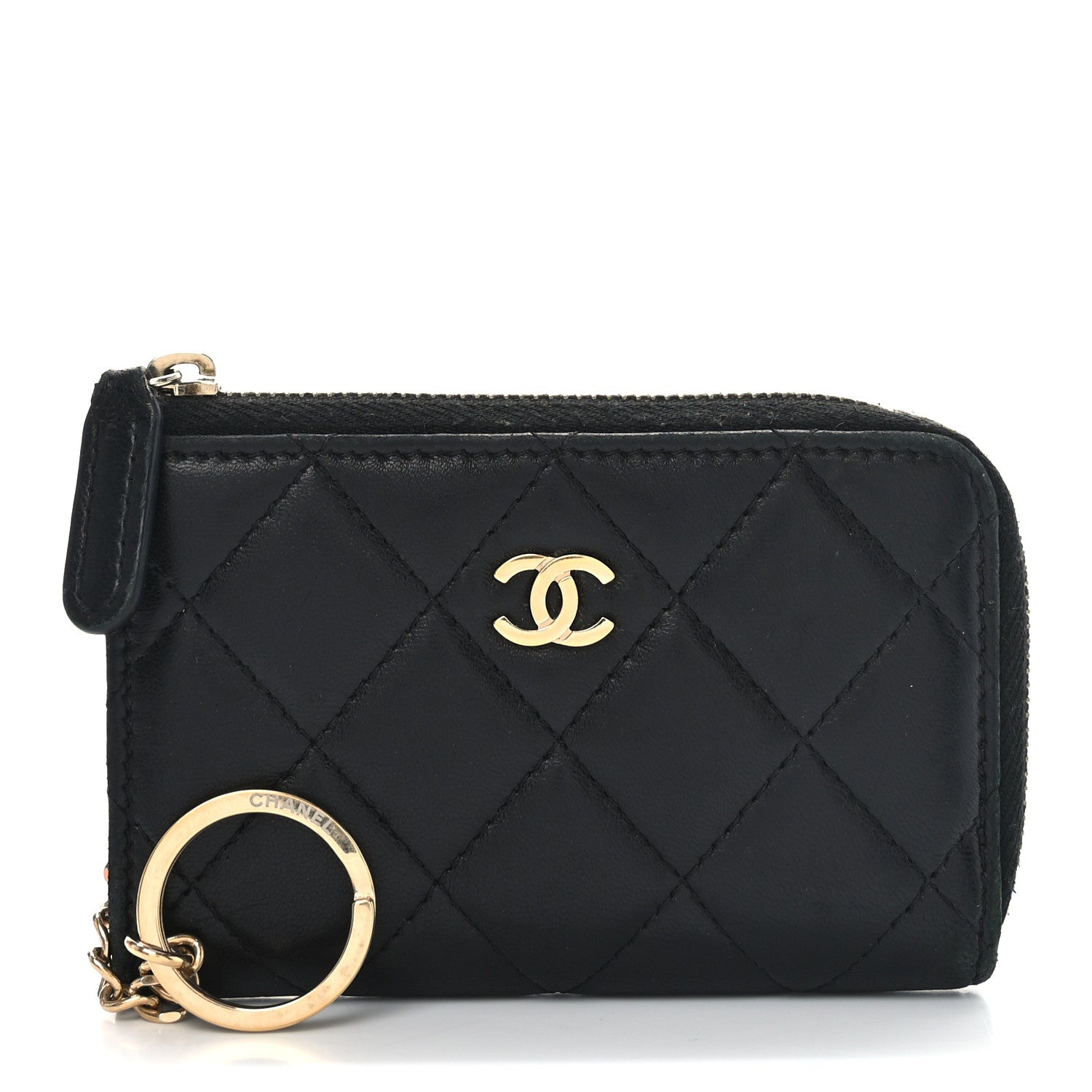 Chanel Lambskin Quilted Key Holder Case Black 1 of 7