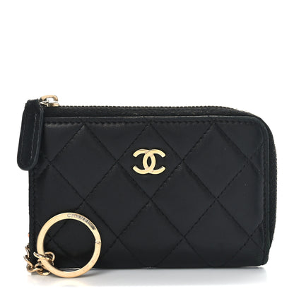 Chanel Lambskin Quilted Key Holder Case Black 1 of 7