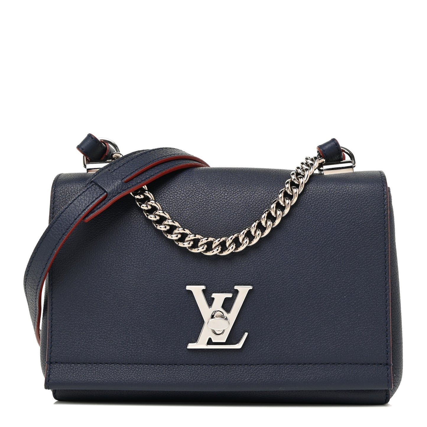 Calfskin Lockme II Chain Bag BB Marine Rouge