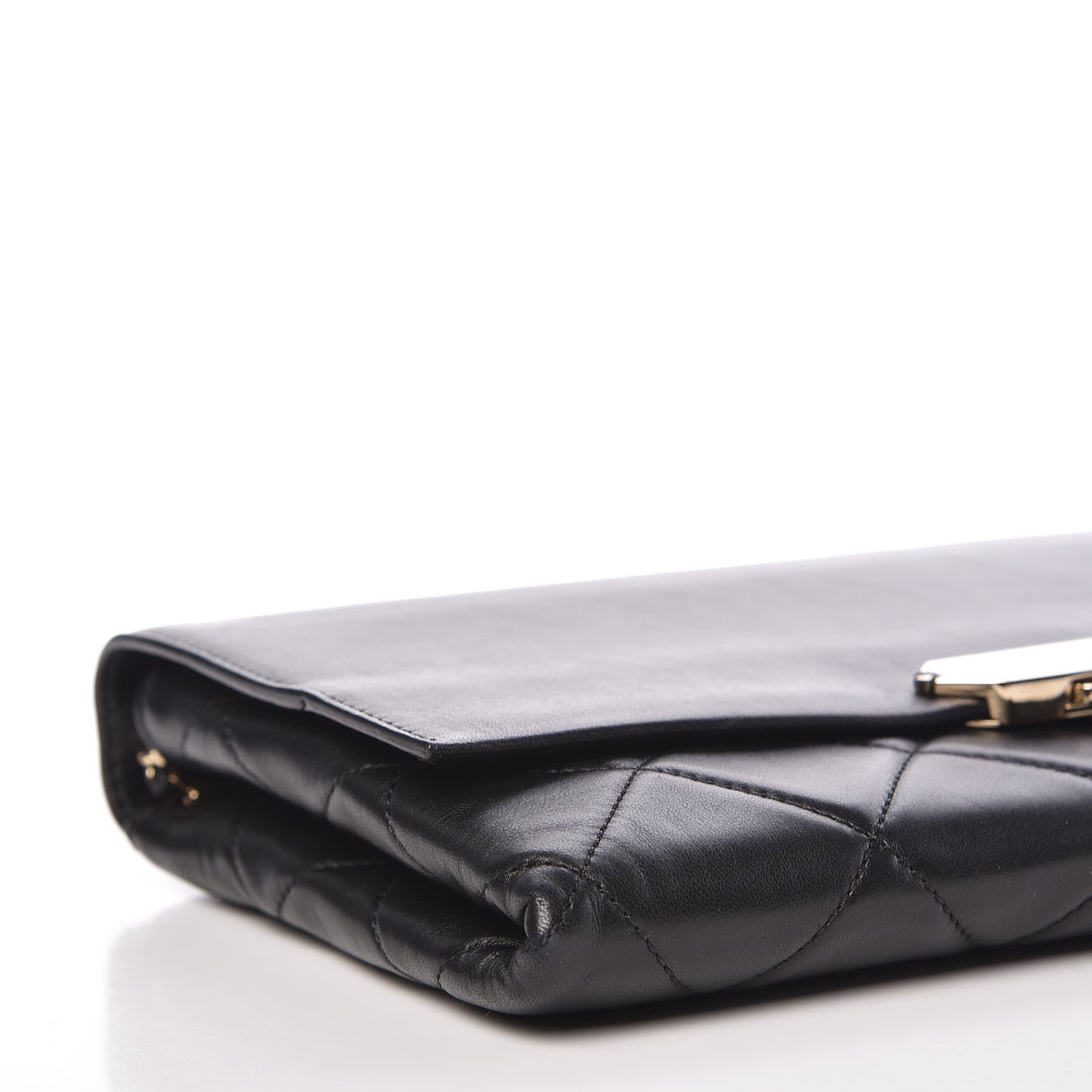 Chanel Lambskin Quilted Retro Label Clutch Black 14 of 15