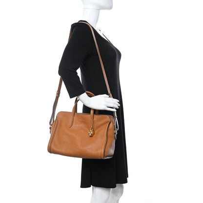 Alexander McQueen Pebbled Calfskin Small Skull Padlock Zip Around Tote Camel 2 of 9