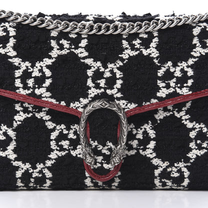 Gucci Tweed GG Monogram Mini Dionysus Chain Wallet Black White Romantic Cherry 8 of 11