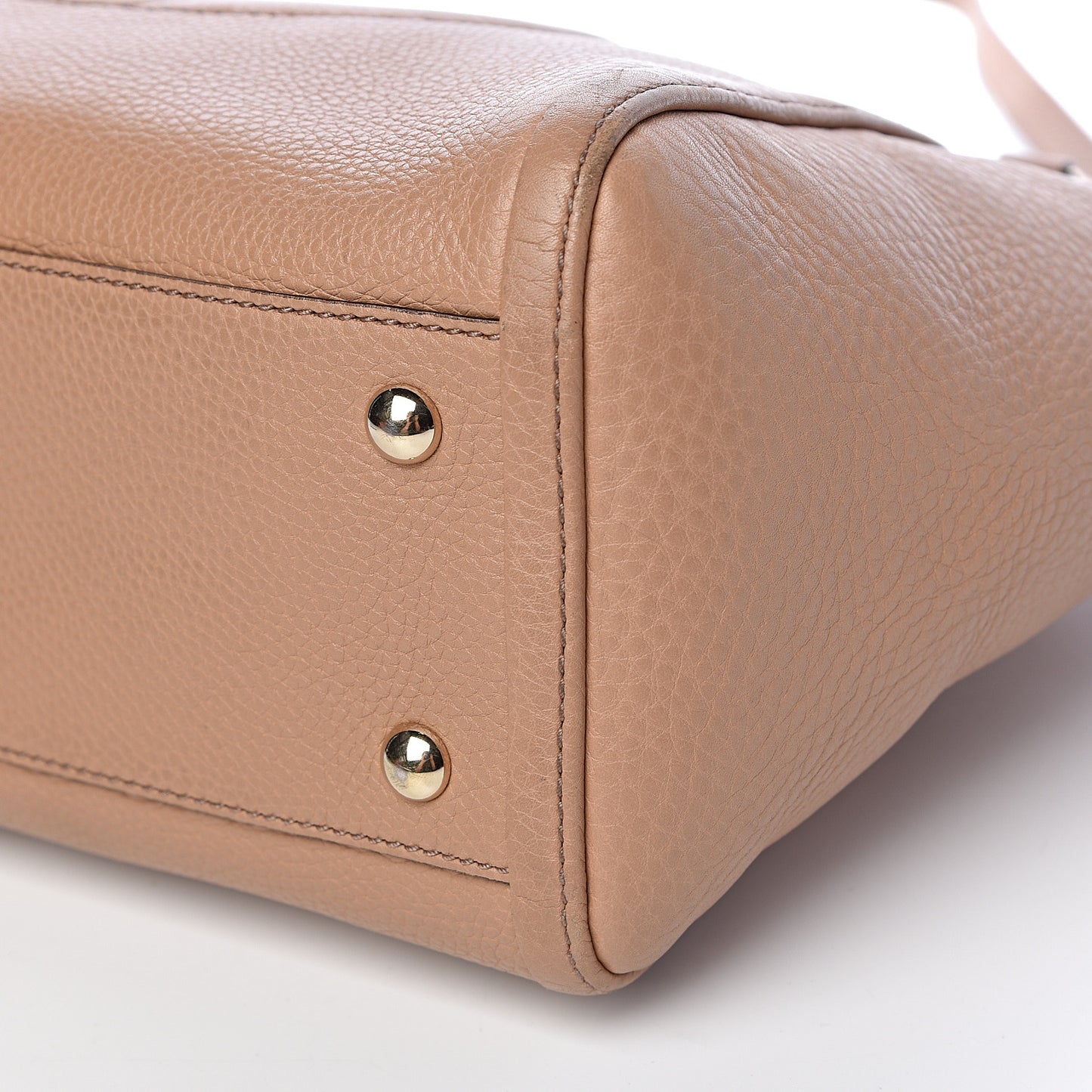 Pebbled Calfskin Small Soho Top Handle Bag Camelia