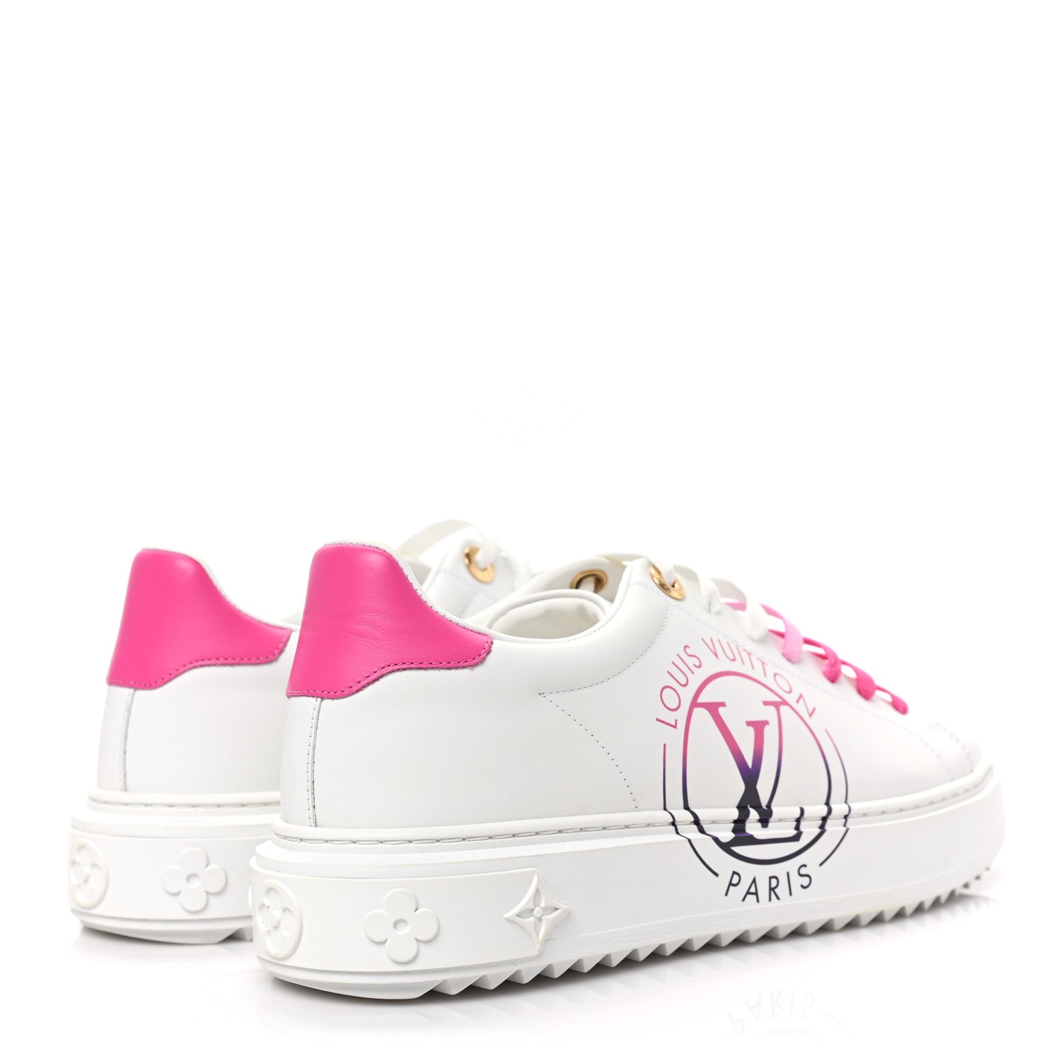 Louis Vuitton Monogram Time Out Sneakers 38.5 White Pink 4 of 8