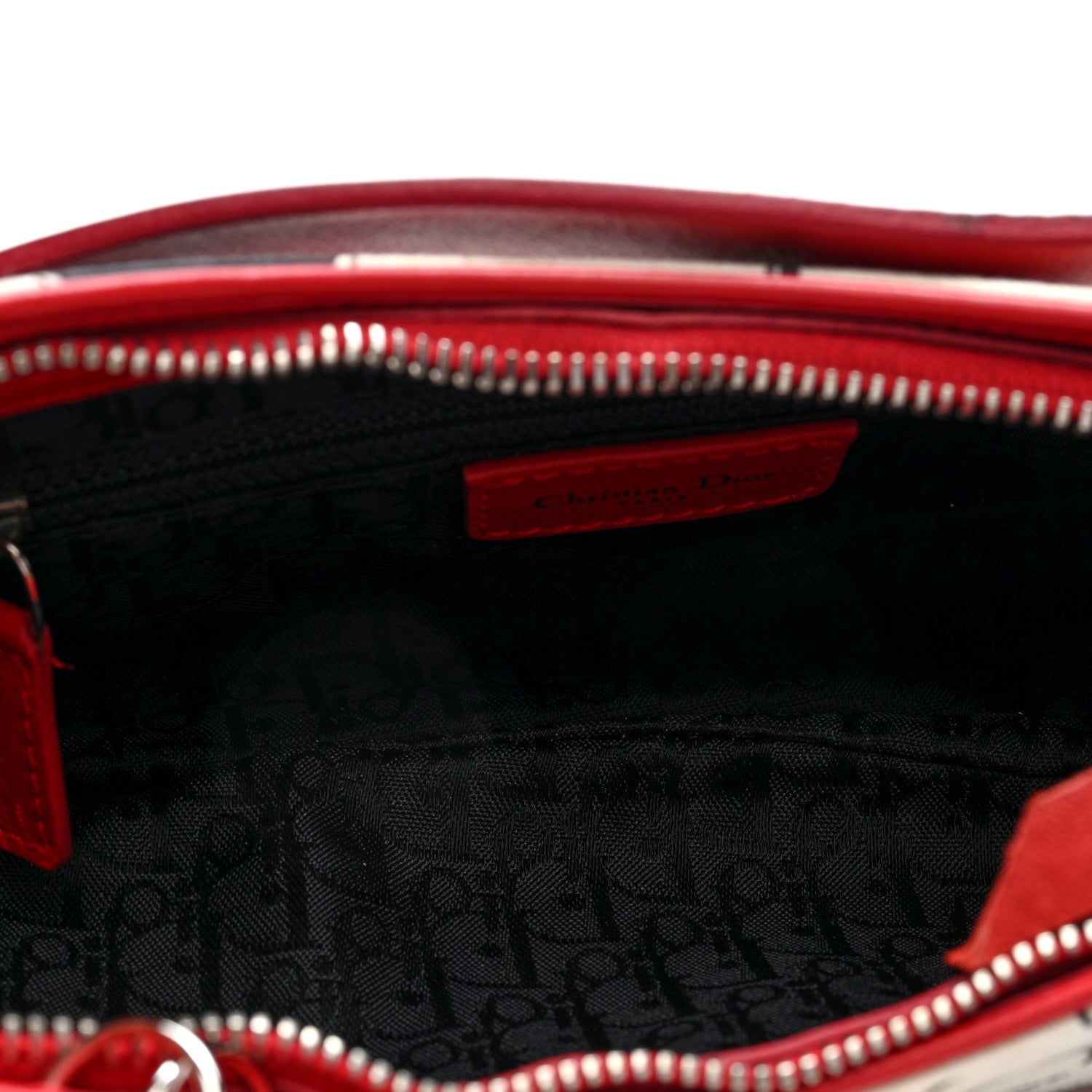 Christian Dior Canvas Hardcore Pierced Shoulder Bag Black Red White 4 of 9