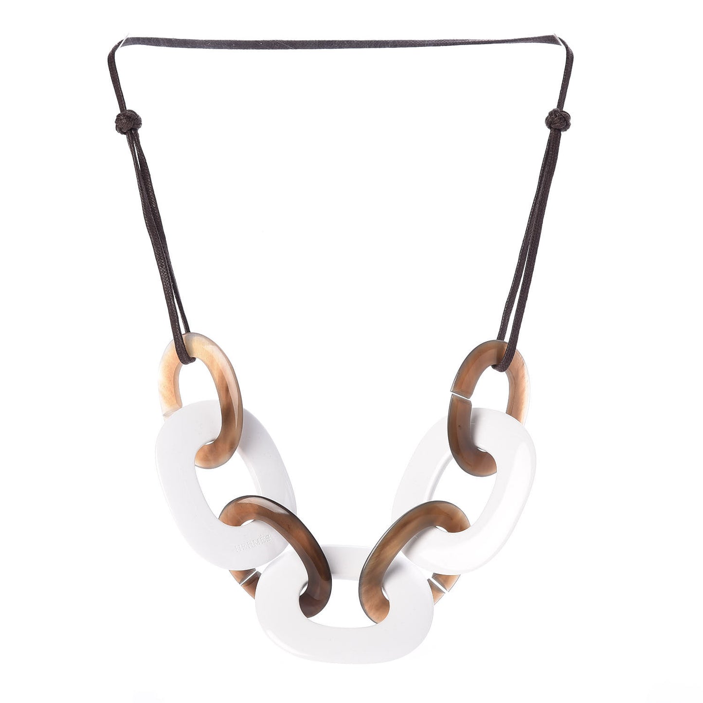 Lacquered Wood Buffalo Horn Karamba Necklace White