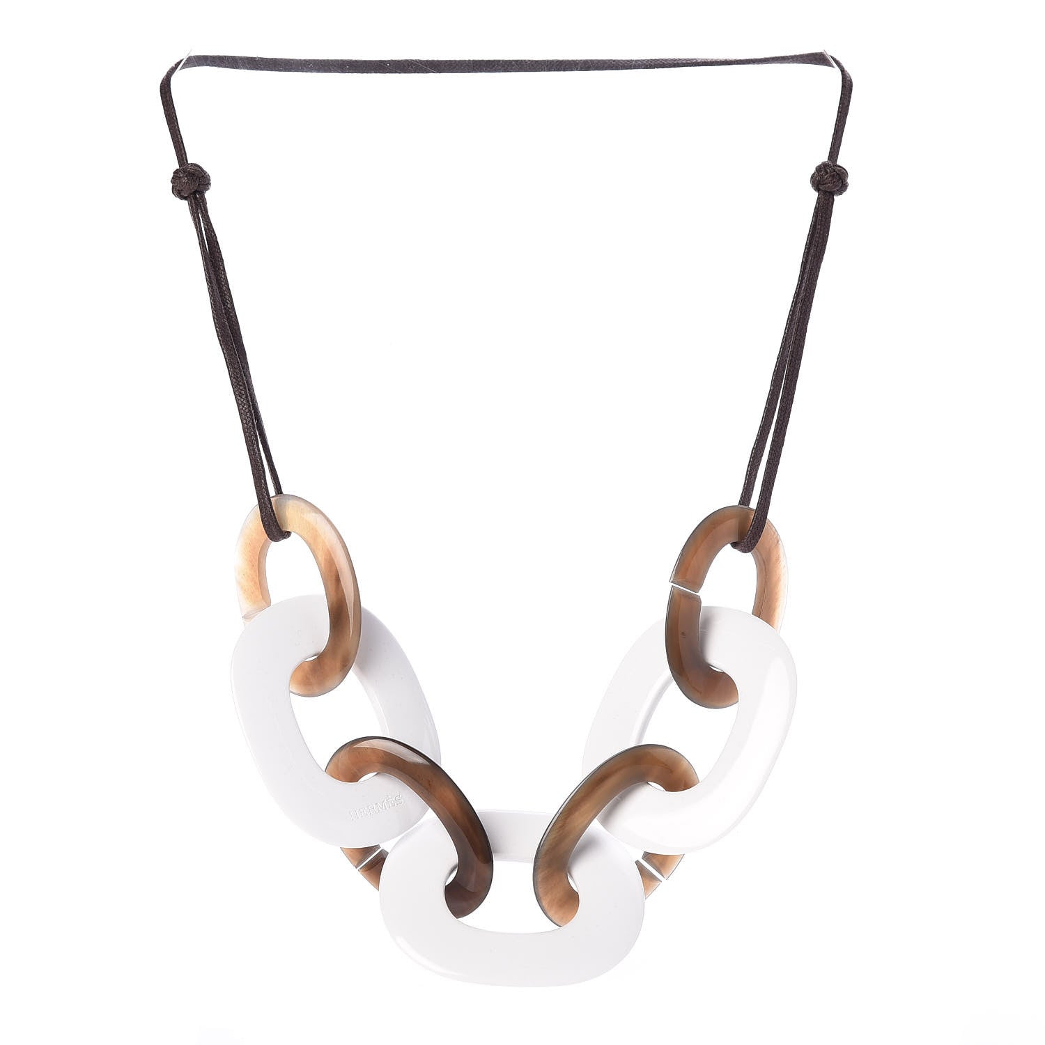 Hermes Lacquered Wood Buffalo Horn Karamba Necklace White 3 of 5