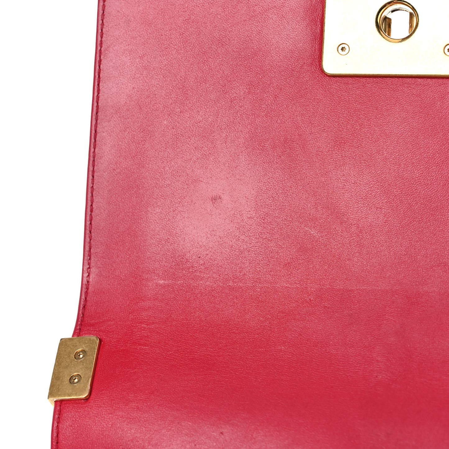 Calfskin Quilted Small Boy Flap Red