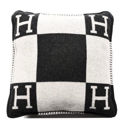 Hermes Wool Cashmere Avalon Pillow PM Ecru Gris Fonce 2 of 3