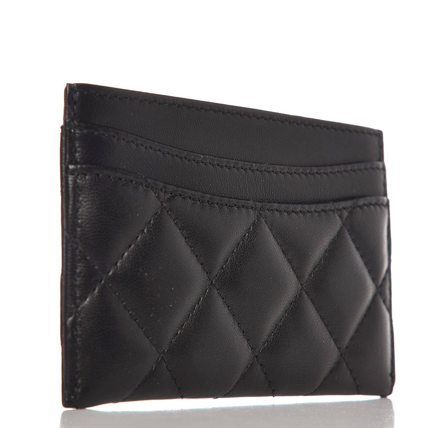 Lambskin Quilted Card Holder Black