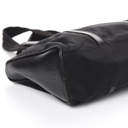 Prada Tessuto Nylon Calfskin Shoulder Bag Black 10 of 11