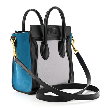 Celine Baby Grained Calfskin Nubuck Nano Tri-Color Luggage Light Grey 3 of 11