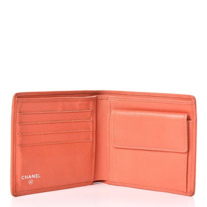 Chanel Goatskin Camellia Embossed Bi-Fold Wallet Coral 5 of 12