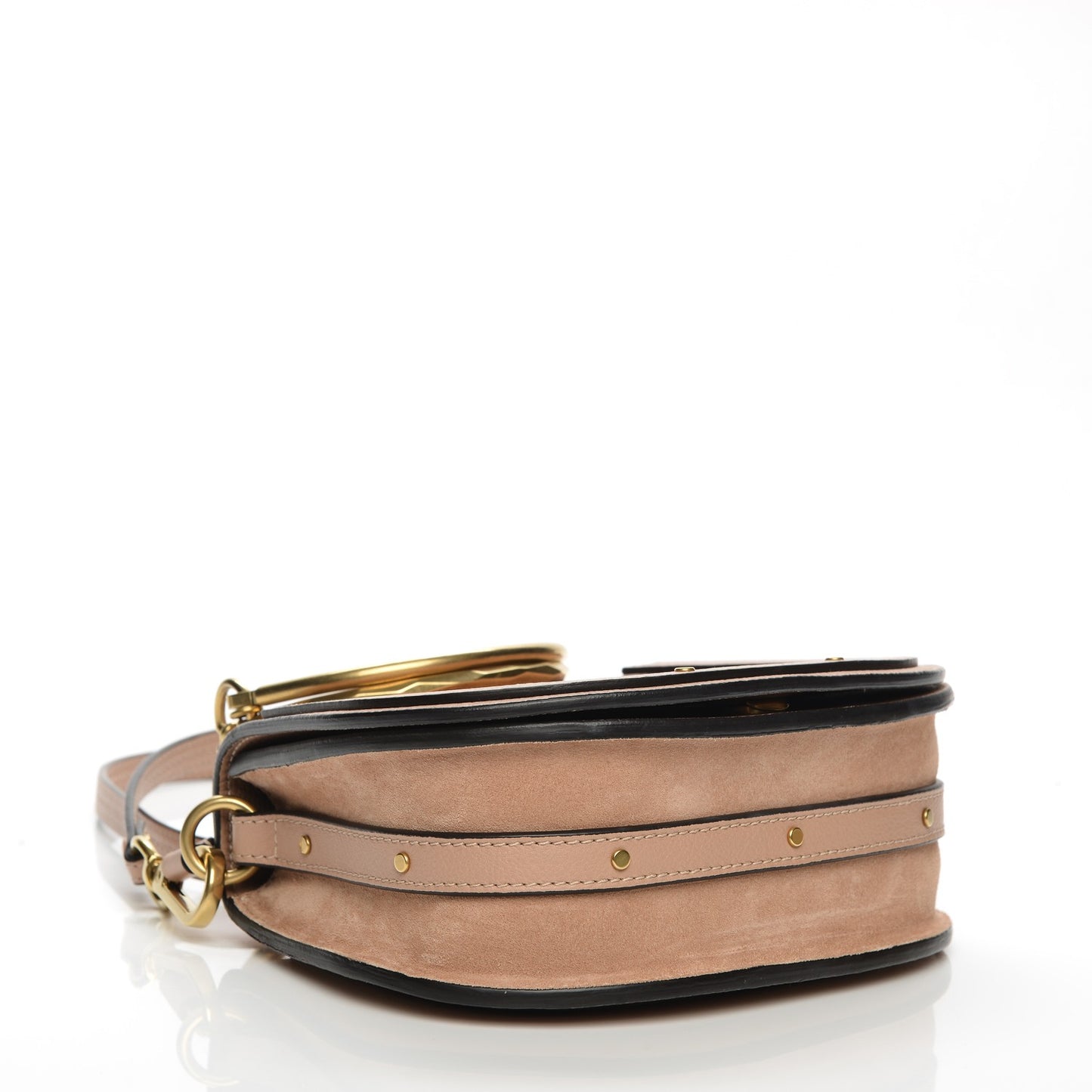 Calfskin Suede Small Nile Bracelet Bag Biscotti Beige