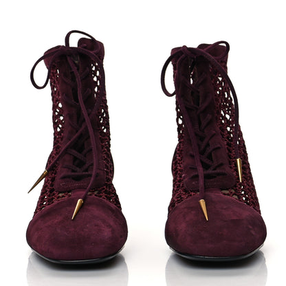 Christian Dior Suede Resille Naughtily-D 30mm Ankle Boots 40.5 Rouge Noir 2 of 8