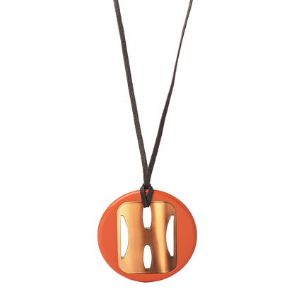 Hermes Buffalo Horn Lacquer Tonkin Necklace Orange 1 of 5
