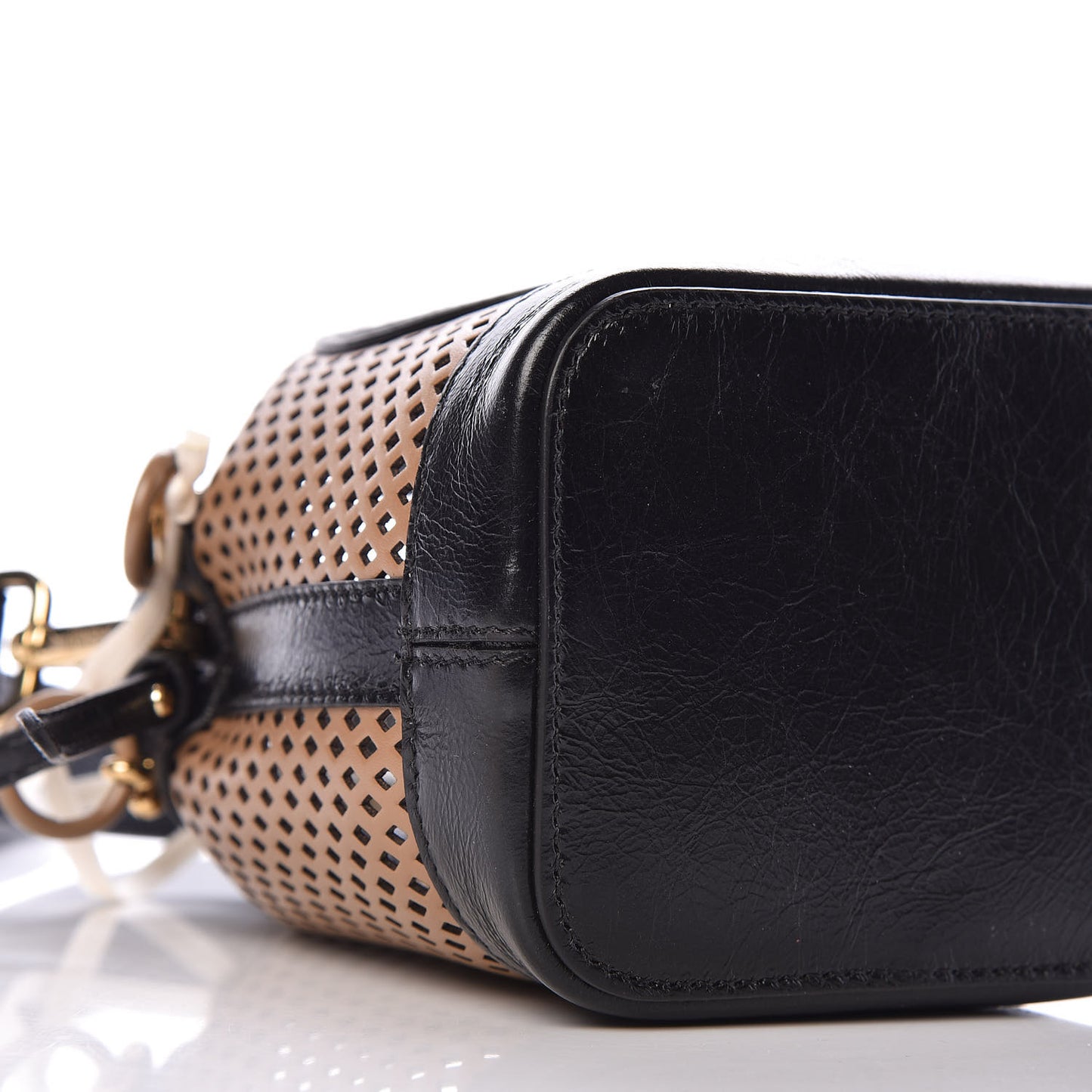Vitello Liberty Glossy Lambskin F is Fendi Perforated Mini Mon Tresor Bucket Bag Sand Mimosa Black