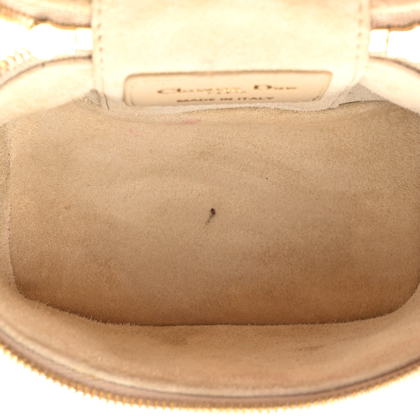 Lambskin Cannage Micro Lady Dior Vanity Case Beige