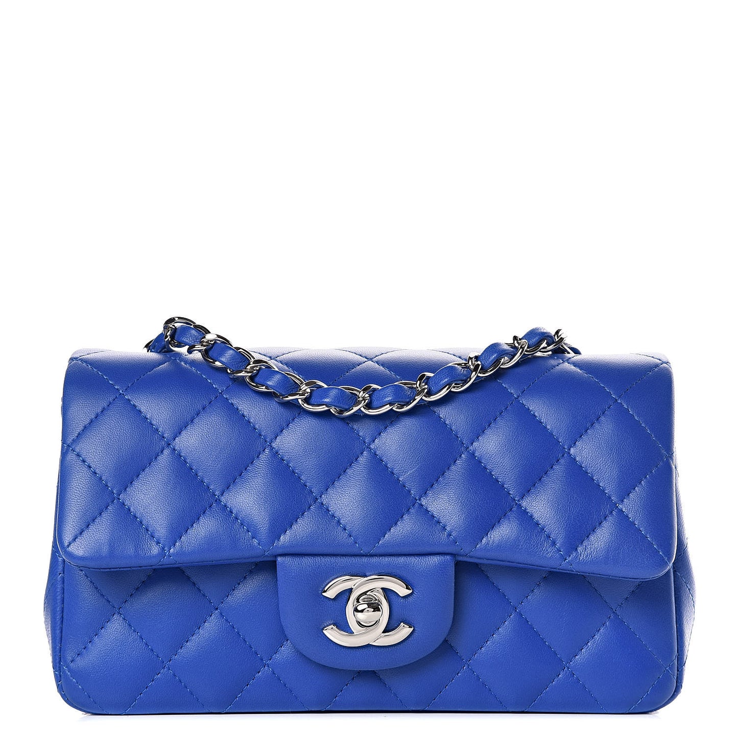 Lambskin Quilted Mini Rectangular Flap Royal Blue