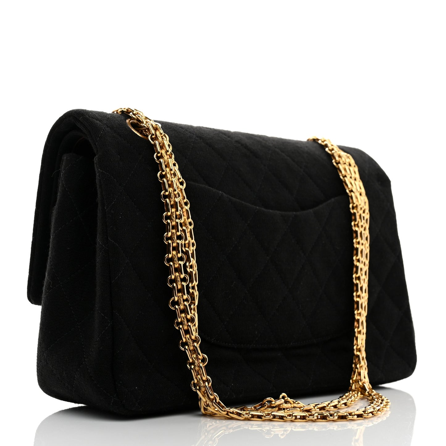 Jersey Quilted Small Double Flap Black