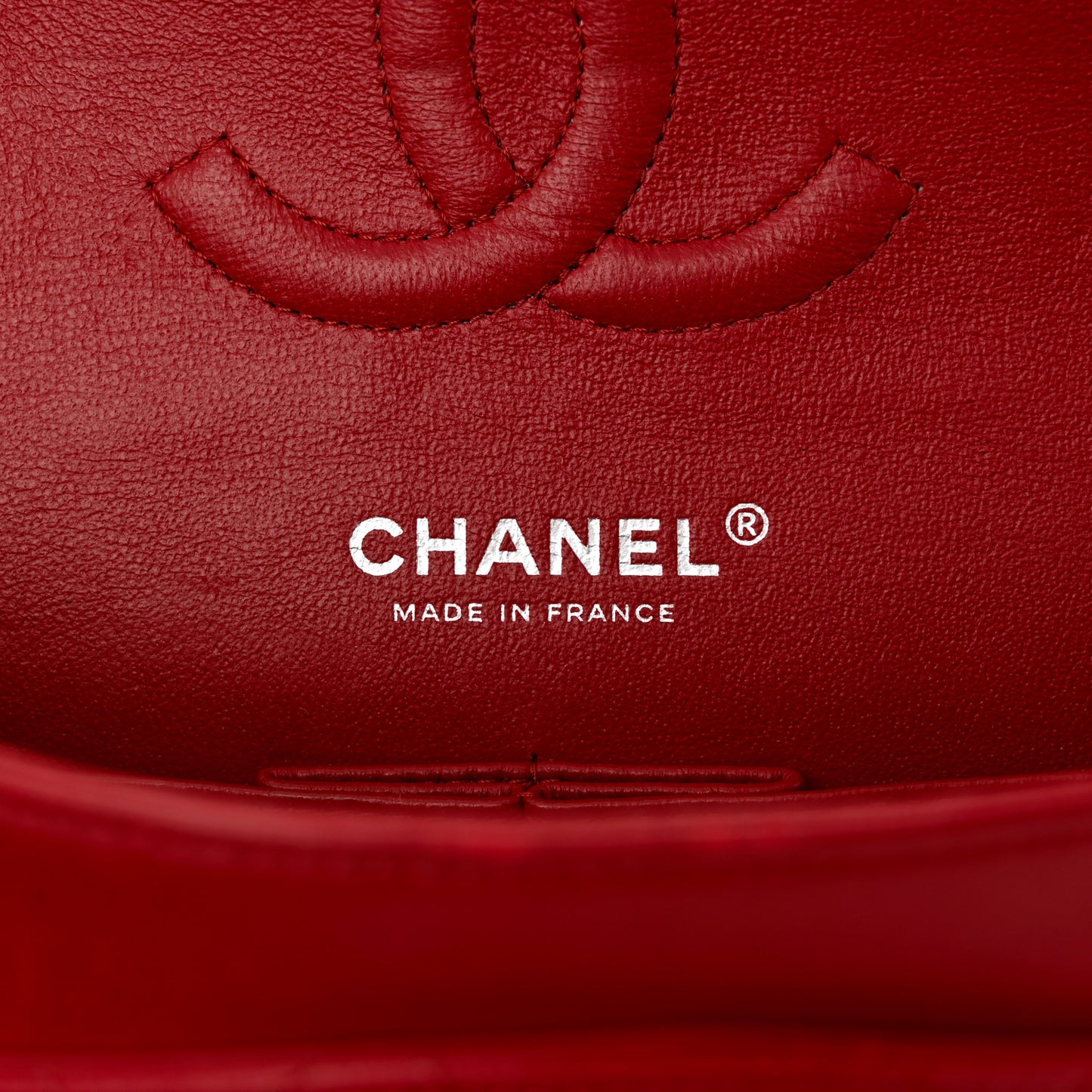 Lambskin Quilted Medium Double Flap Red
