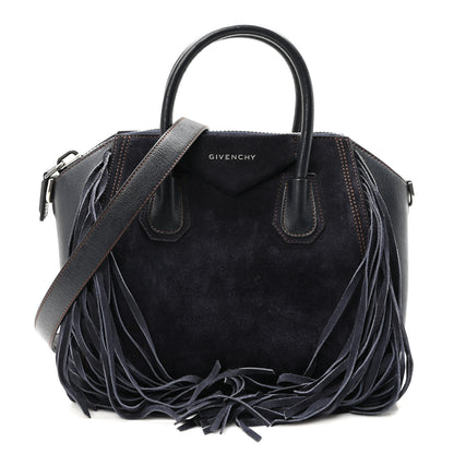 Givenchy Calfskin Suede Small Fringe Antigona Blue 1 of 10
