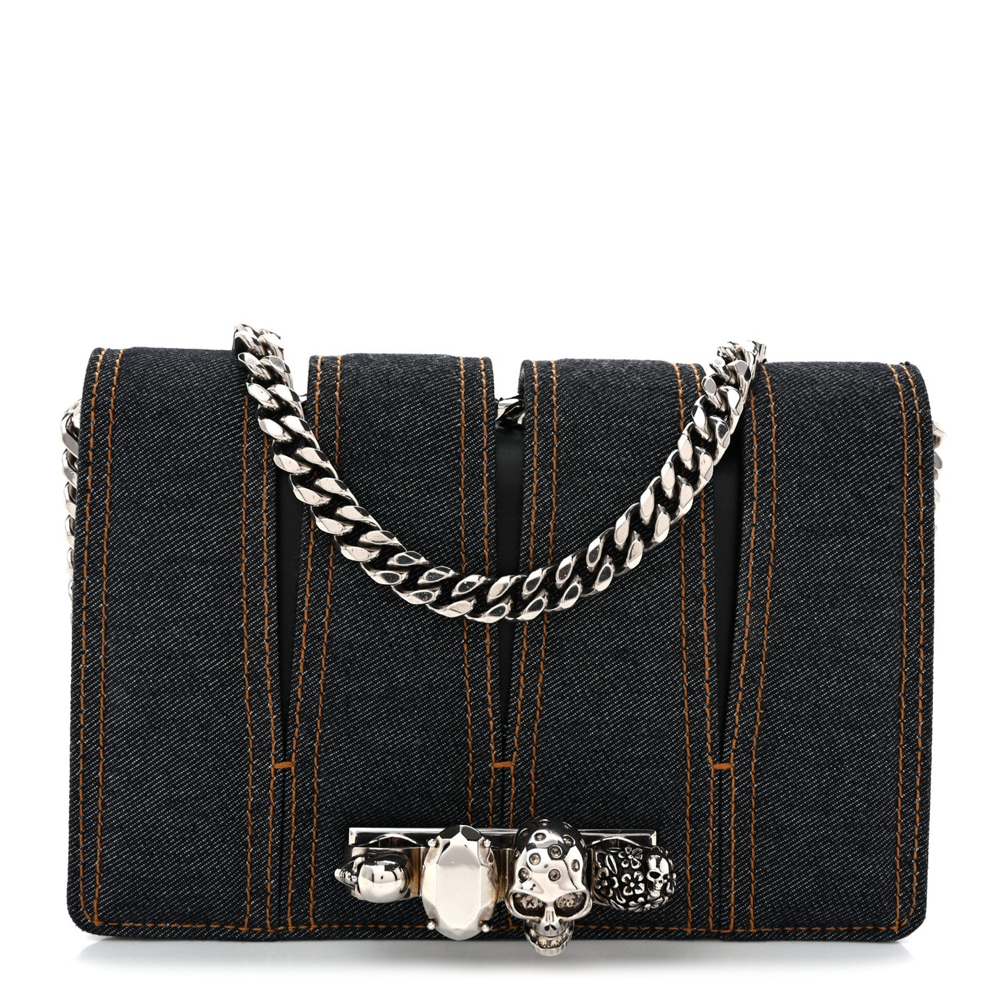 Denim Calfskin Small Slash Bag Blue Black