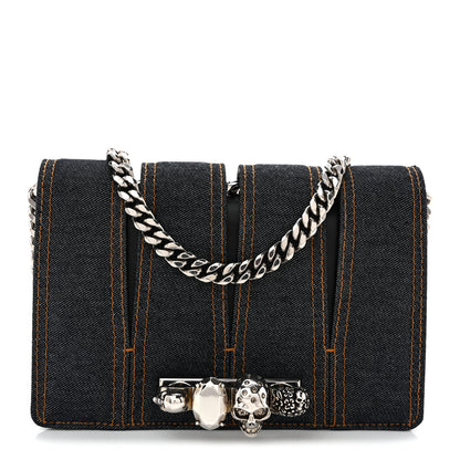 Alexander McQueen Denim Calfskin Small Slash Bag Blue Black 1 of 10