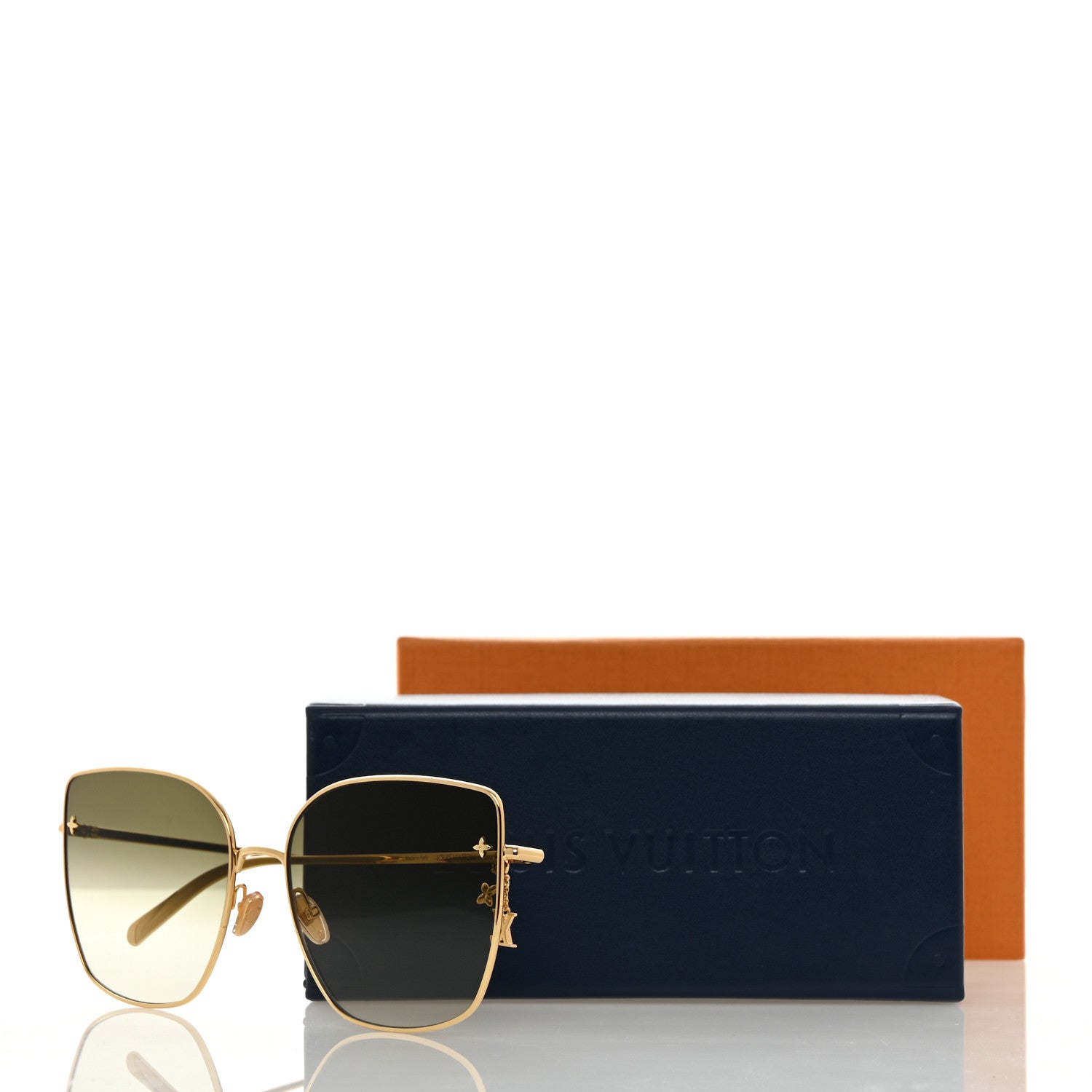 Louis Vuitton Metal LV Charm Cat Eye Sunglasses Z1720U Gold 2 of 9