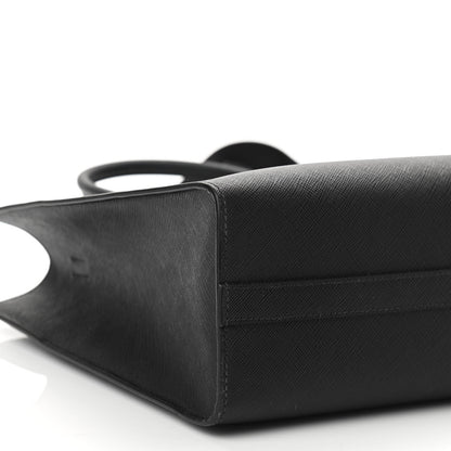 Prada Saffiano Lux Metal Triangle Logo Large Shoulder Tote Handbag Black 8 of 9
