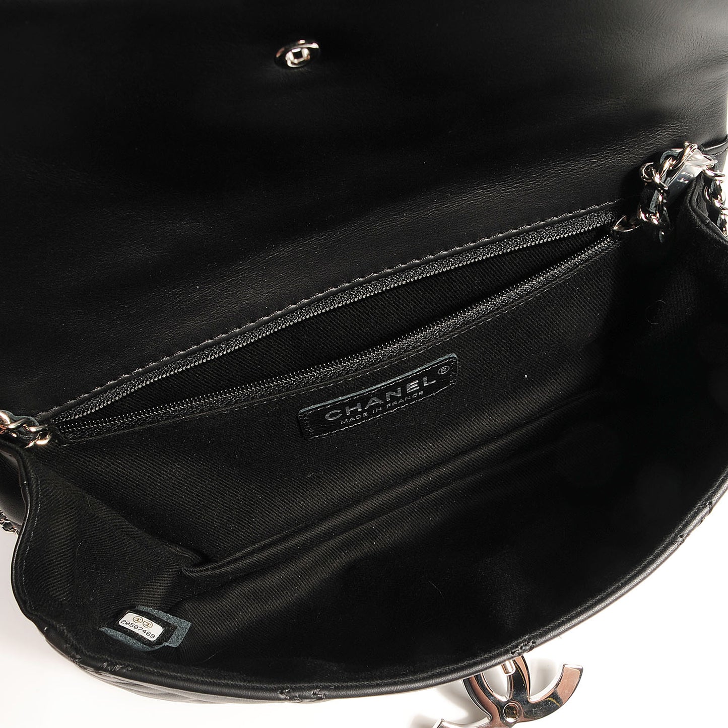 Calfskin Double Stitch Hamptons Clutch with Chain Black