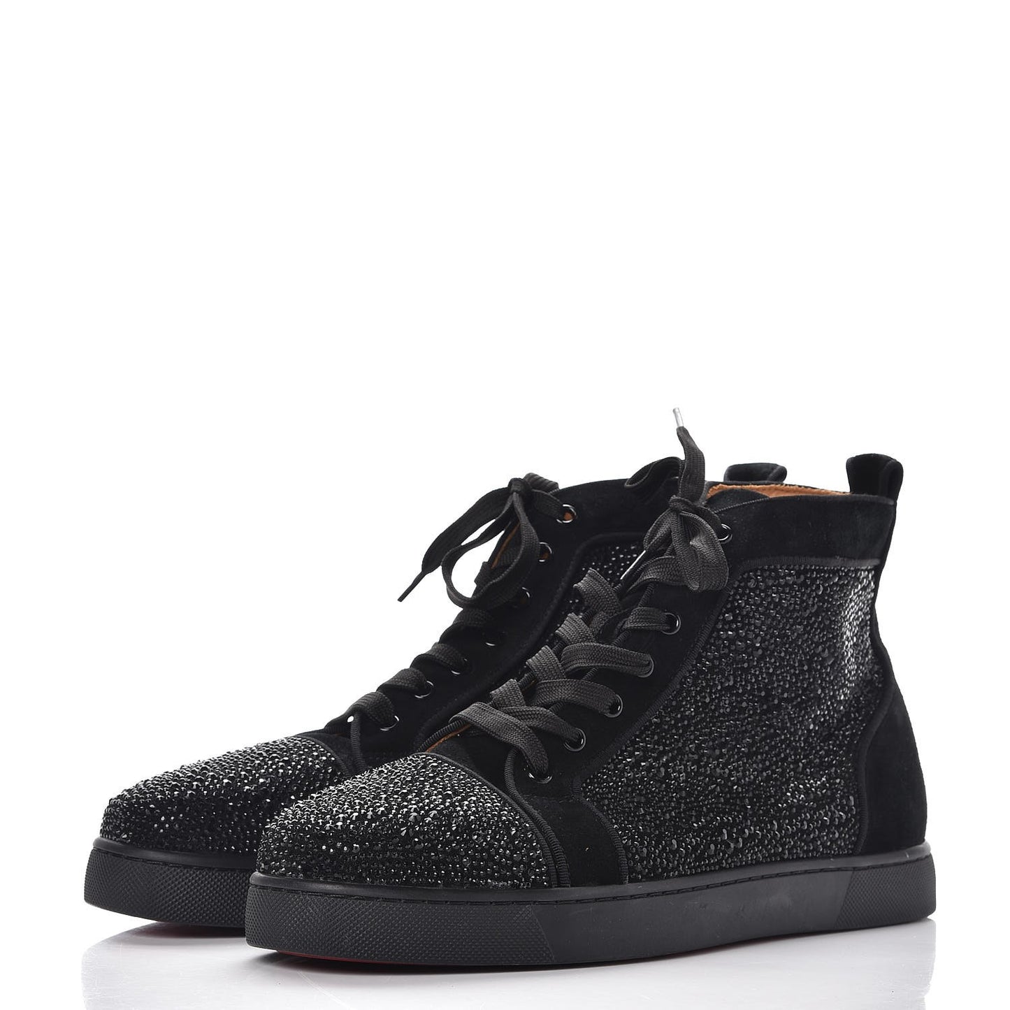 Mens Veau Velours Strass Louis Flat Sneakers 44 Black