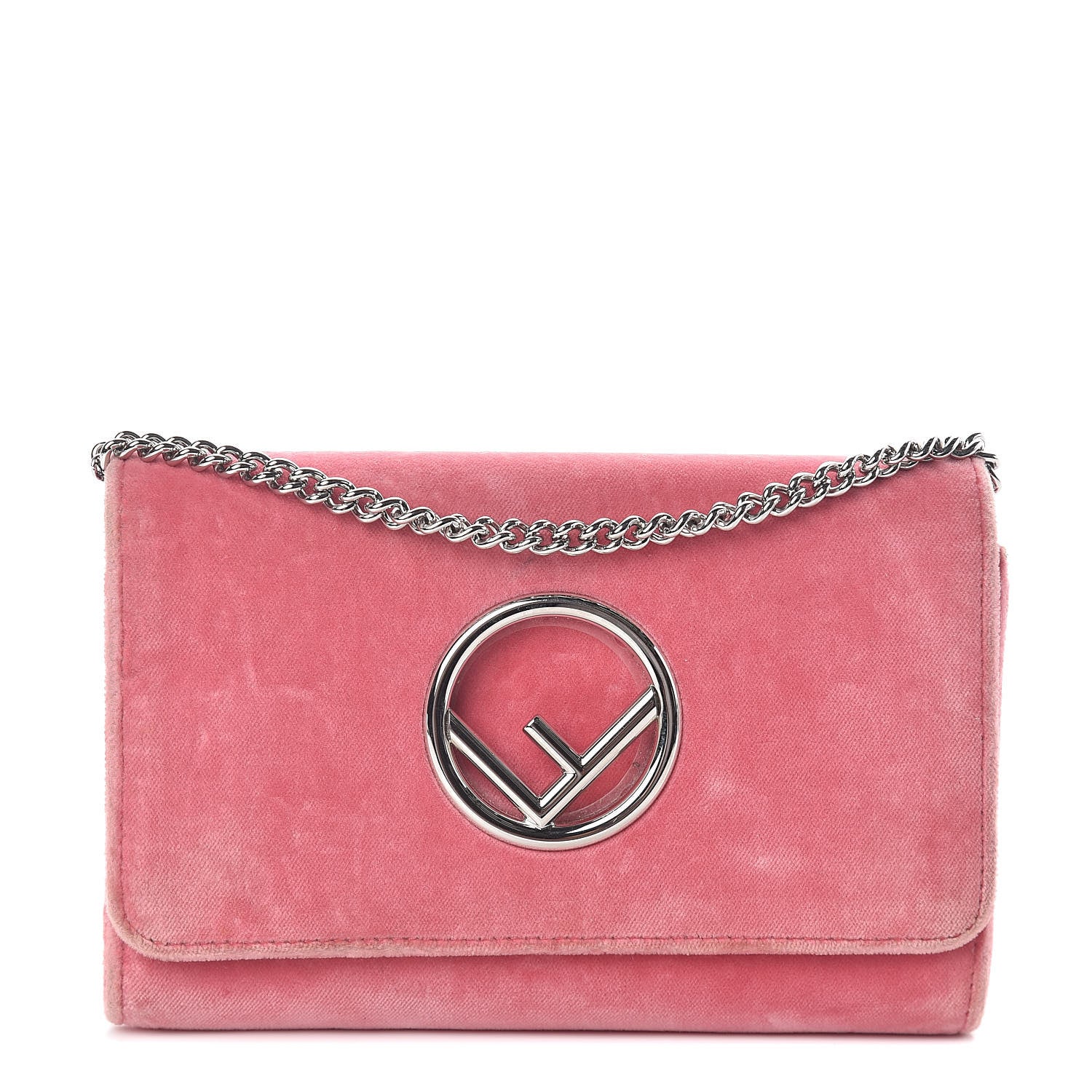 Fendi Velvet F is Wallet on Chain Candy Pink 2 of 8