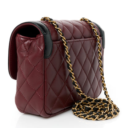Chanel Lambskin Quilted Mini Two Tone Day Flap Burgundy 3 of 11