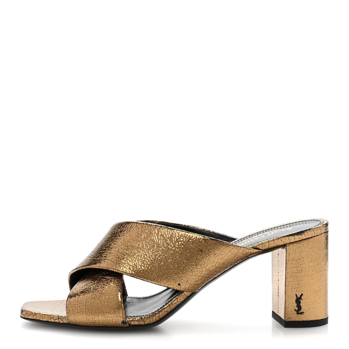 Metallic Supercrack Calfskin LouLou 95 Mule Sandals 39 Chestnut